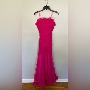 Blondie Nites Hot Pink Ruched Maxi Dress